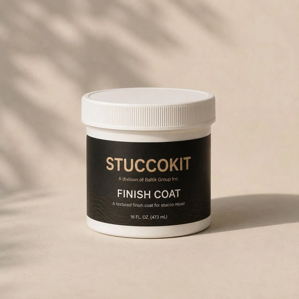 Stucco finish container included in the repair kit